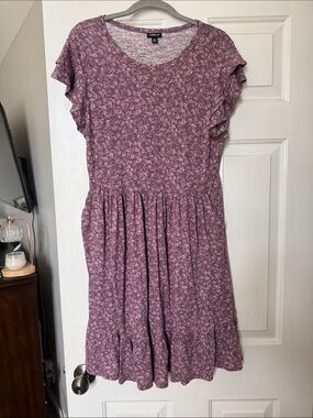 Torrid Purple Floral Baby Doll dress with Pockets Sz 00 M/L